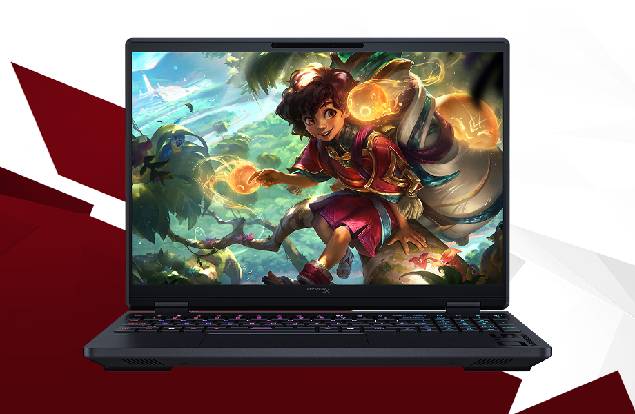 Ekran laptopa HyperX Omen 15 wyświetlający magiczną scenę z filmu animowanego lub gry