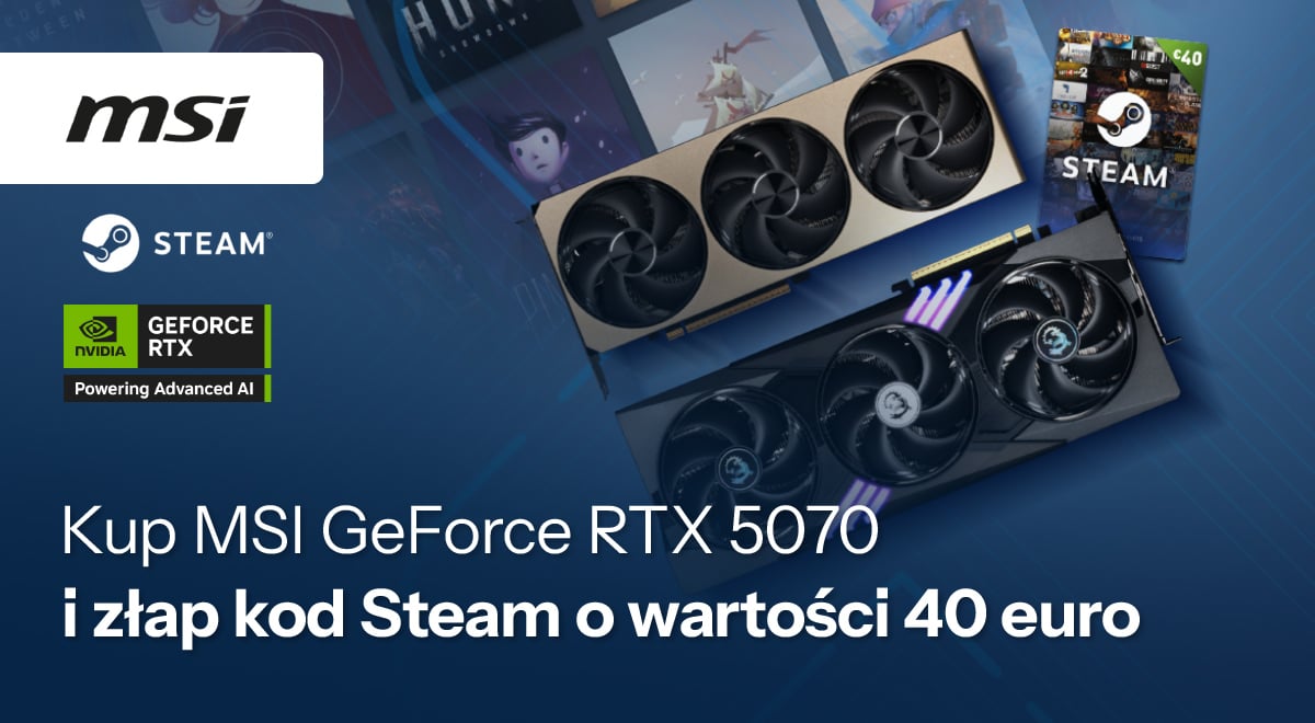 Kup wybraną kartę MSI GeForce RTX 5070 i złap kod Steam o wartości 40 euro