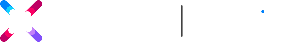 Logo x-kom dla firm - kolorowe na czarnym tle