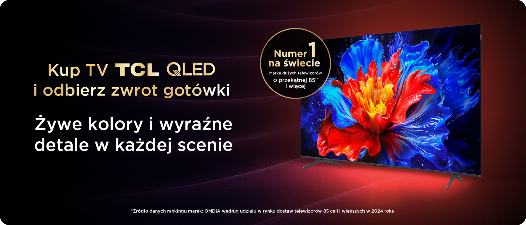 Kup telewizor TCL i odbierz zwrot gotówki. Żywe kolory i wyrażne detale w każdej scenie