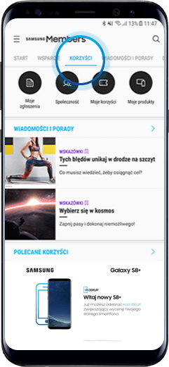 Wybierz zakładkę „Korzyści” w górnym menu.