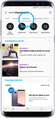 Wybierz zakładkę 'Korzyści' w górnym menu
